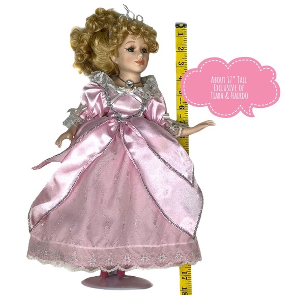 Vintage Porcelain Princess Doll Birthstone Collection April Diamond Pink 17” - Picture 2 of 16